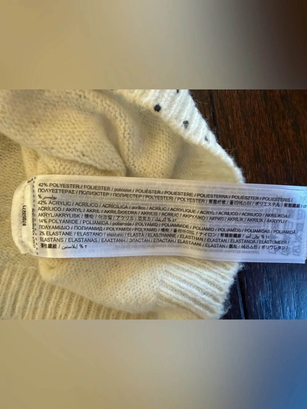 MANGO Cream Polka Dot Knit Sweater XS Soft Lightweight Crew Neck - Picture 10 of 10